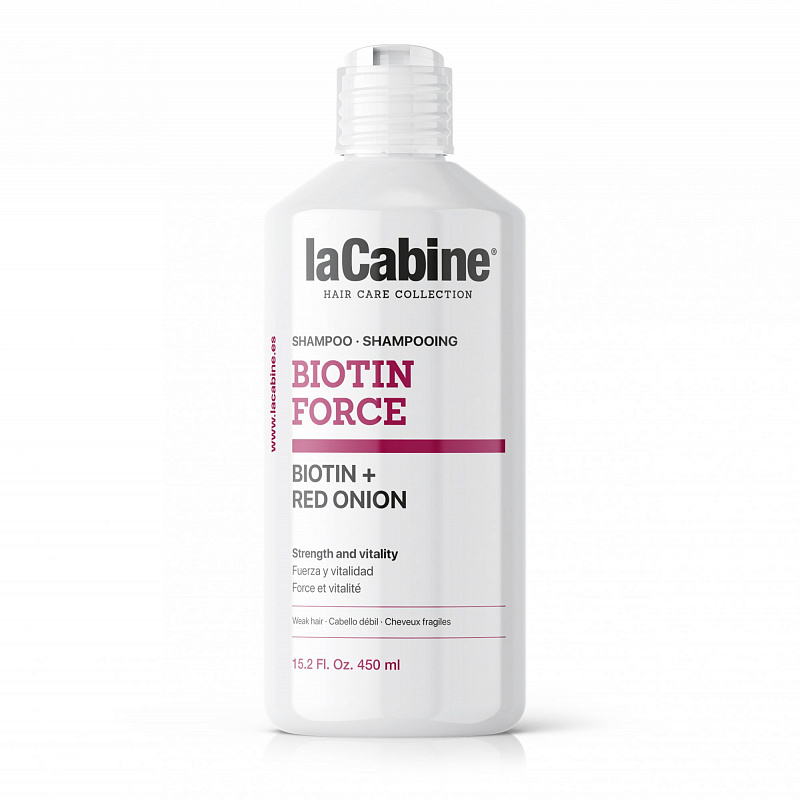 LACABINE – BIOTIN FORCE SHAMPOO Шампунь укрепляющий с биотином для волос склонных к выпадению, 450 мл