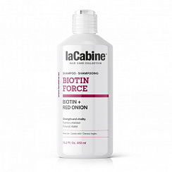 LACABINE – BIOTIN FORCE SHAMPOO Шампунь укрепляющий с биотином для волос склонных к выпадению, 450 мл